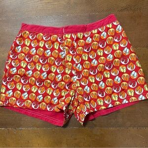 BNCI Colorful Patterned reversible shorts, size women’s 28, Velcro, preowned